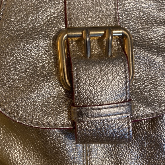 Dooney & Burke RARE Pink Trimmed Gold Bag - Picture 11 of 15